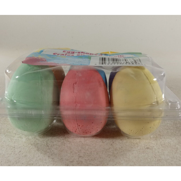Egg shaped Sidewalk Chalk 6 Piece Egg-Shaped Non-Toxic Washable Assorted Colors - Picture 2 of 5